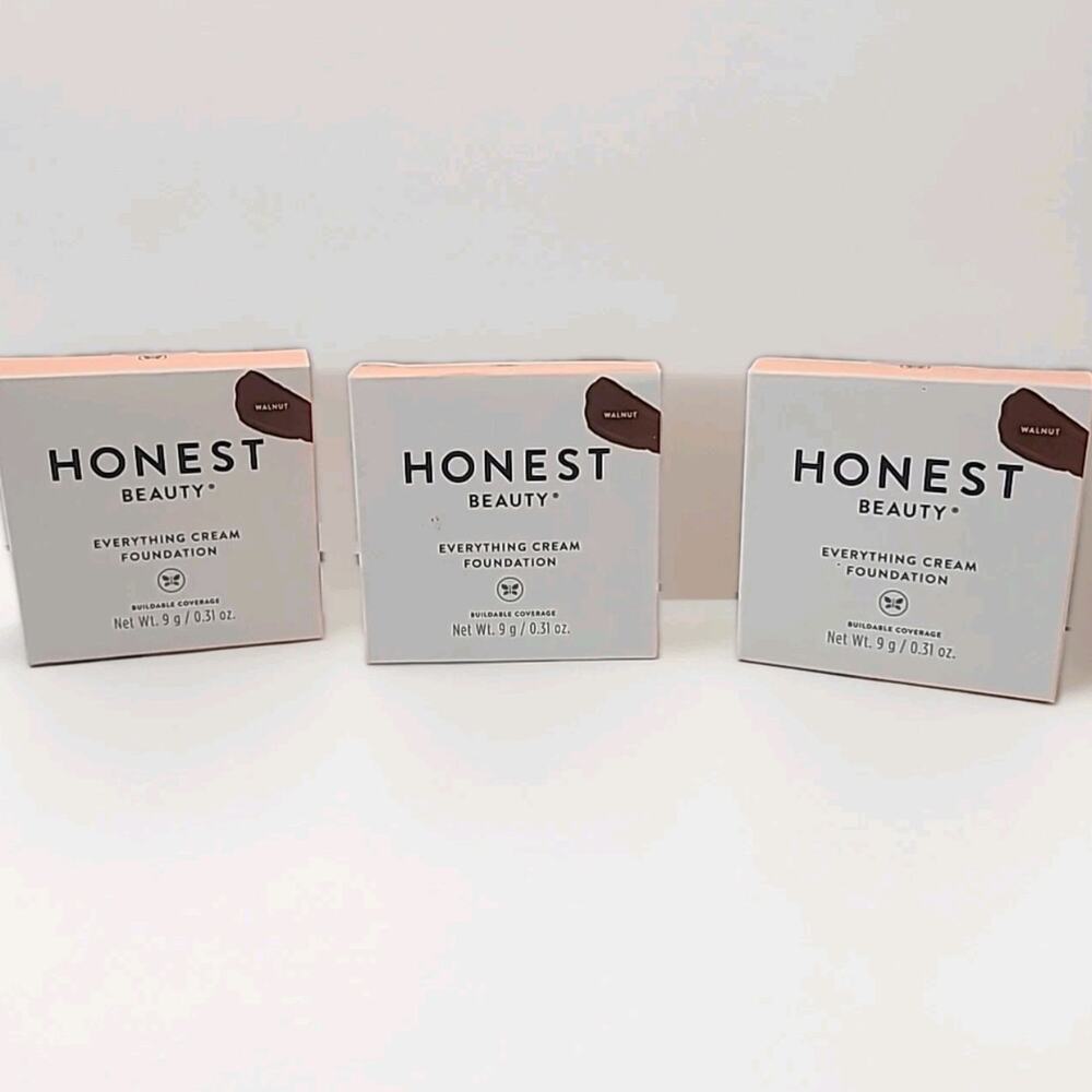 Lot Of 3 Honest Beauty Everything Cream Foundation New .31 Oz Walnut Free Ship